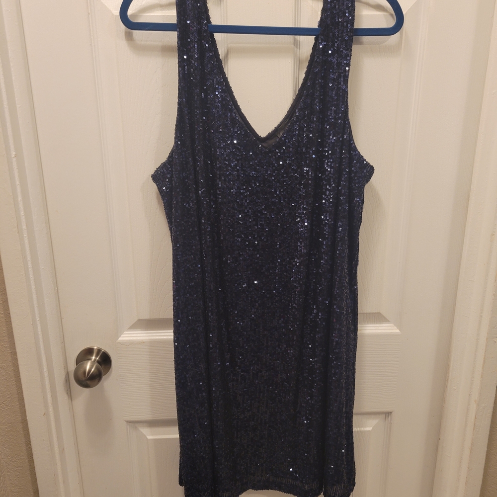 Reitmans Navy Sequin Mini Dress